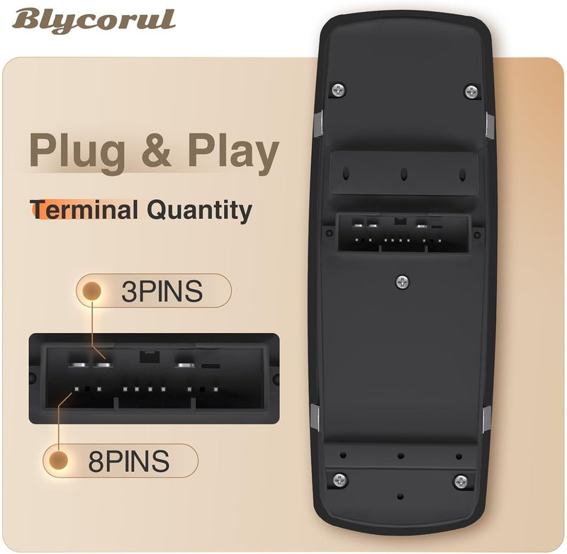 Blycorul Master Power Window Switch Driver Side Replacement for 2011-2020 Chrysler 300 Chrysler 200, 2011-2019 Dodge Charger, 2016-2022 Ram 1500/2500/3500 - Replaces OEM 68139805AB, 56046823AE - Image 4